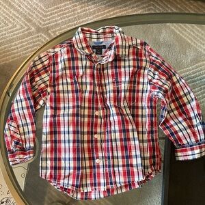 Tommy Hilfiger 3T Red and Blue Plaid Button Down Shirt, EUC